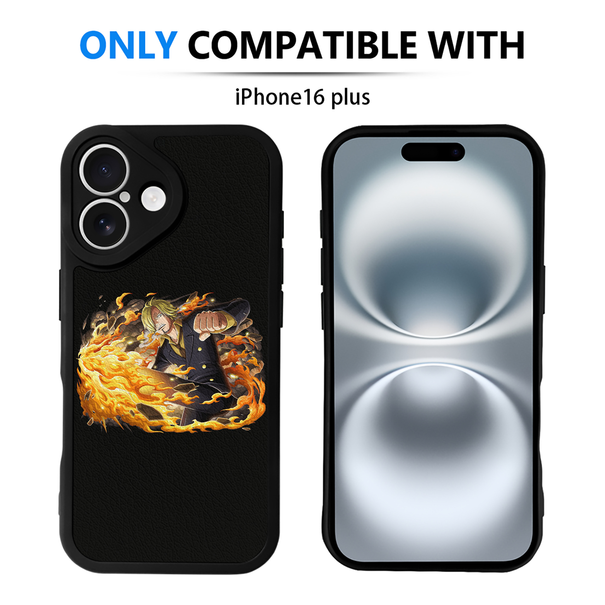 （画像用） ワンピース サンジ ONE PIECE Sanji 【iPhone 16シリーズ対応】シリコンスマホケース（レザー調） 材質：シリコン